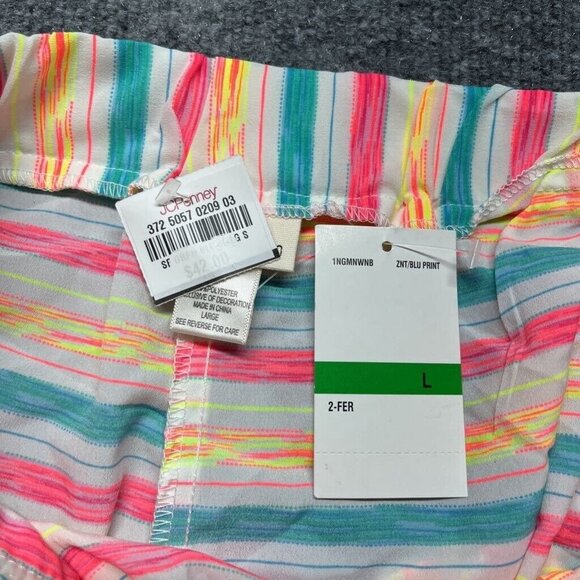 Self Esteem Shorts Girls L Multicolor Striped Pockets Tasseled Elastic Waist New - Picture 10 of 11